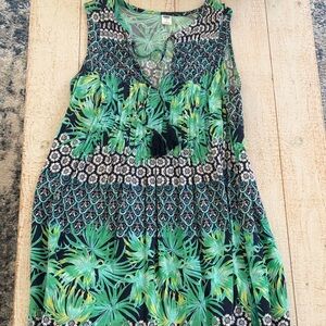 Old Navy Green and Black Patterned Dress